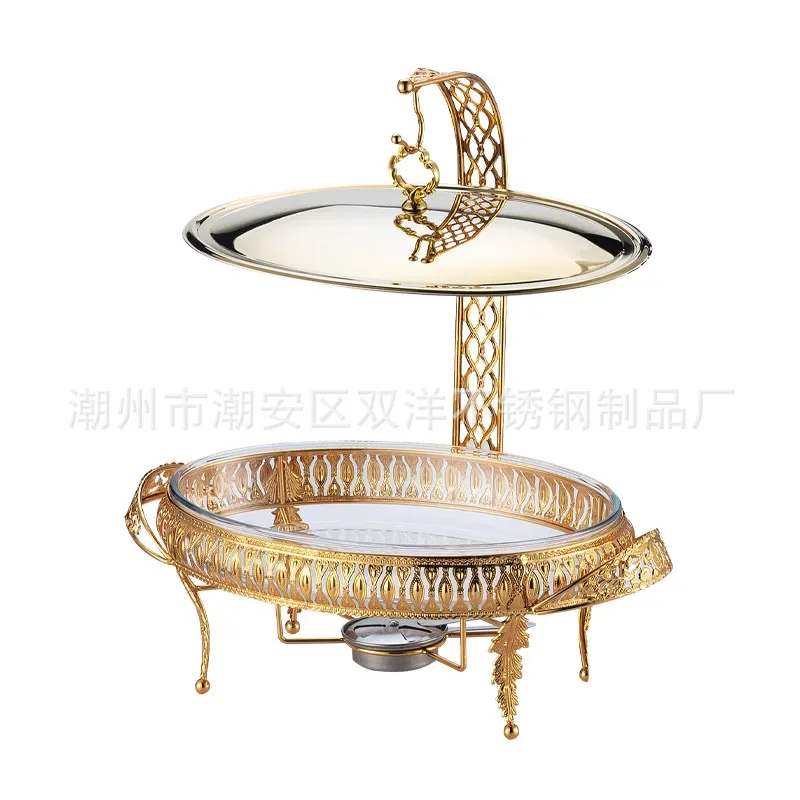 Stainless steel self-service glass dining stove, alcohol heating, gold self-service thermal insulation Buffy stove, hanging dini