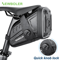 NEWBOLER Waterproof Bicycle Saddle Bag EVA Hard Shell Road Bicycle Tail Bag Reflective Striped Bike Rear Bag Bike Accessories