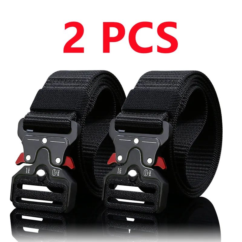 2pcs Versatile Men's Tactical Belts - Durable, Adjustable Design - for Outdoor Hunting & Sports Enthusiasts