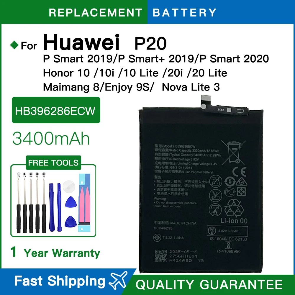 Batería de repuesto HB396286ECW para Huawei Honor 10i 20i, 10 20 Lite, P Smart+ 2019 POT-LX1T POT-LX3 POT-L23 POT-LX1 POT-L21 POT-LX2