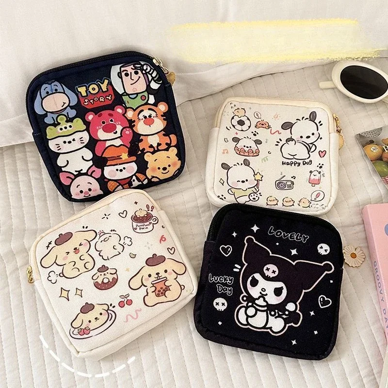 Sanrio Pochacco storage bag girls Cinnamoroll sanitary napkin bag large capacity compact convenient handbag Cute Girly Heart