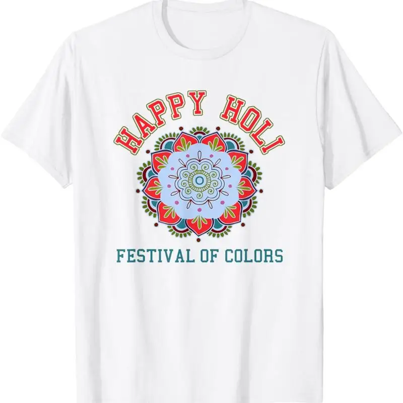 

Симпатичная женская футболка Happy Holi 2018, цветочная индуистская футболка