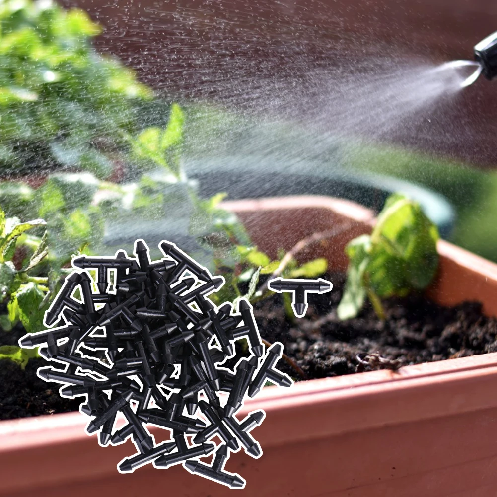 50pcs 3/5 Tee Connectors Plastic Micro Drip Pipe Connector Universal Portable Multi-function Lightweight for Watering Systems