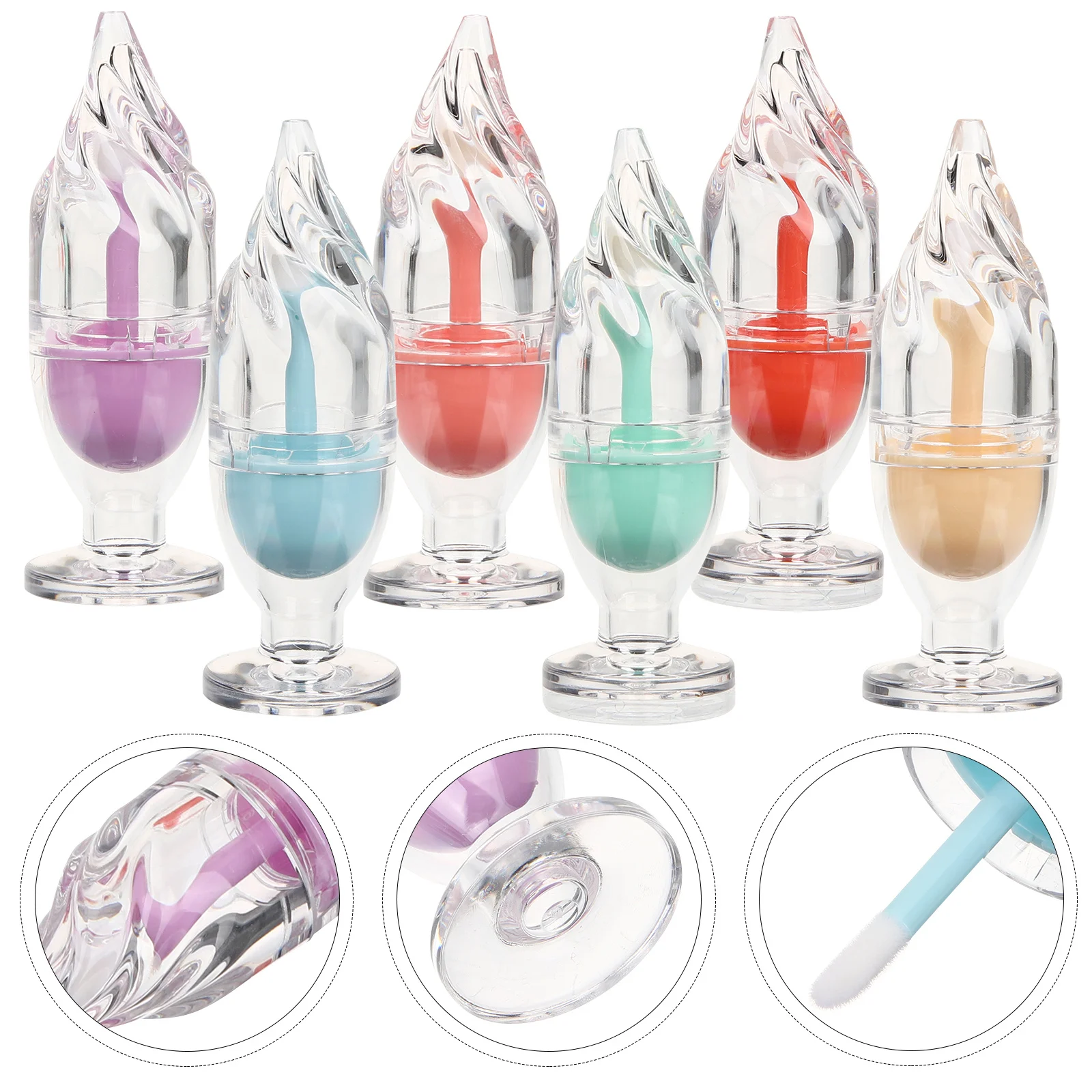 6Pcs Lip Gloss Bottles Ice Cream Design Refillable Lipstick Tubes Portable DIY Lip Balm Containers Small Travel Tool