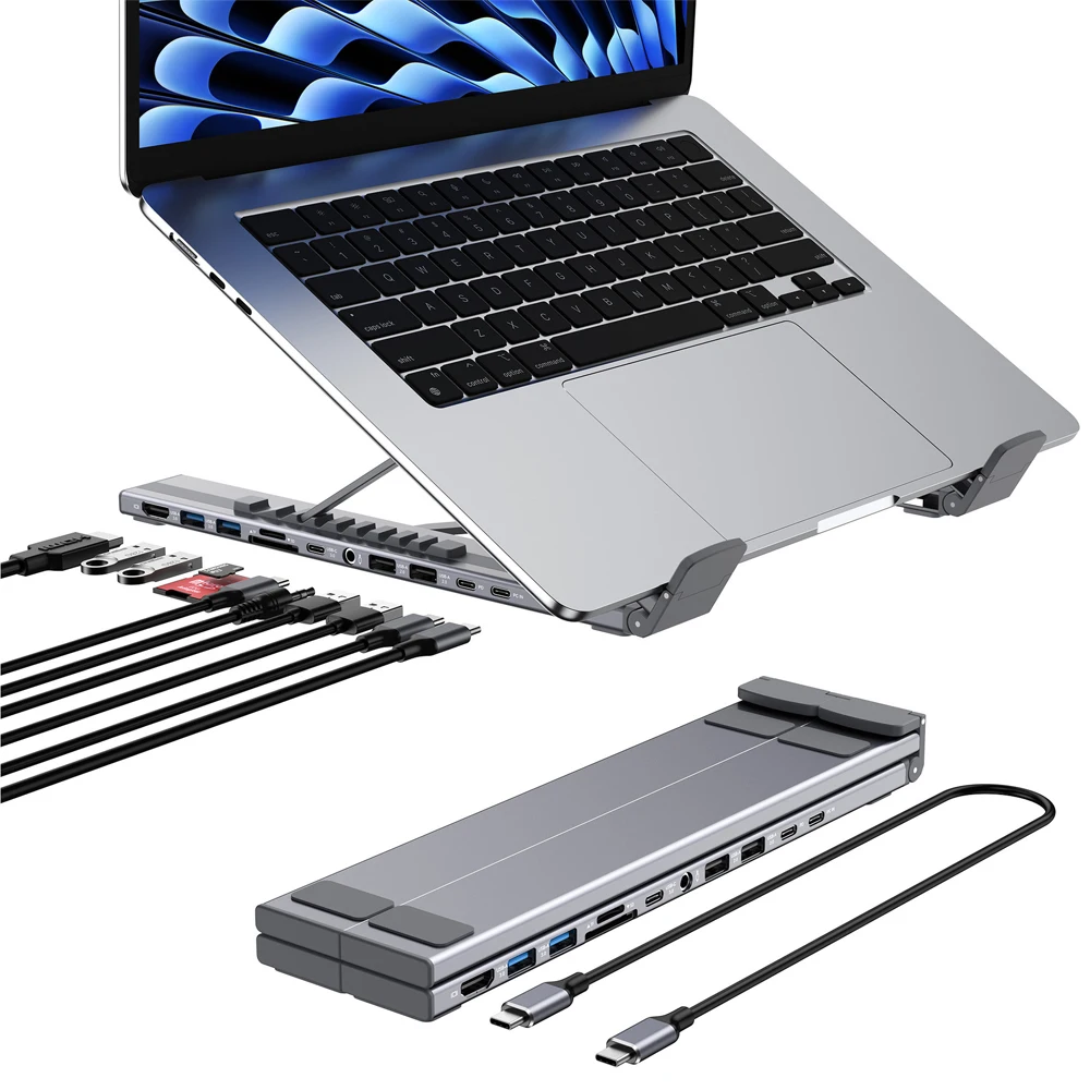 Universal Laptops Stand USB C HUB Laptop Docking Station Support for MacBook Pro/Air/Dell/HP/Surface/Lenovo soporte de portatil