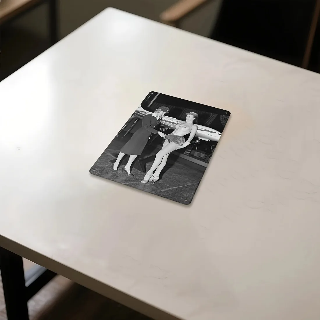Black White Classic Movie Vintage Airline Stewardess Poster Metal Sign, Retro Aluminum Wall Art, Ideal Gift For Home Office.