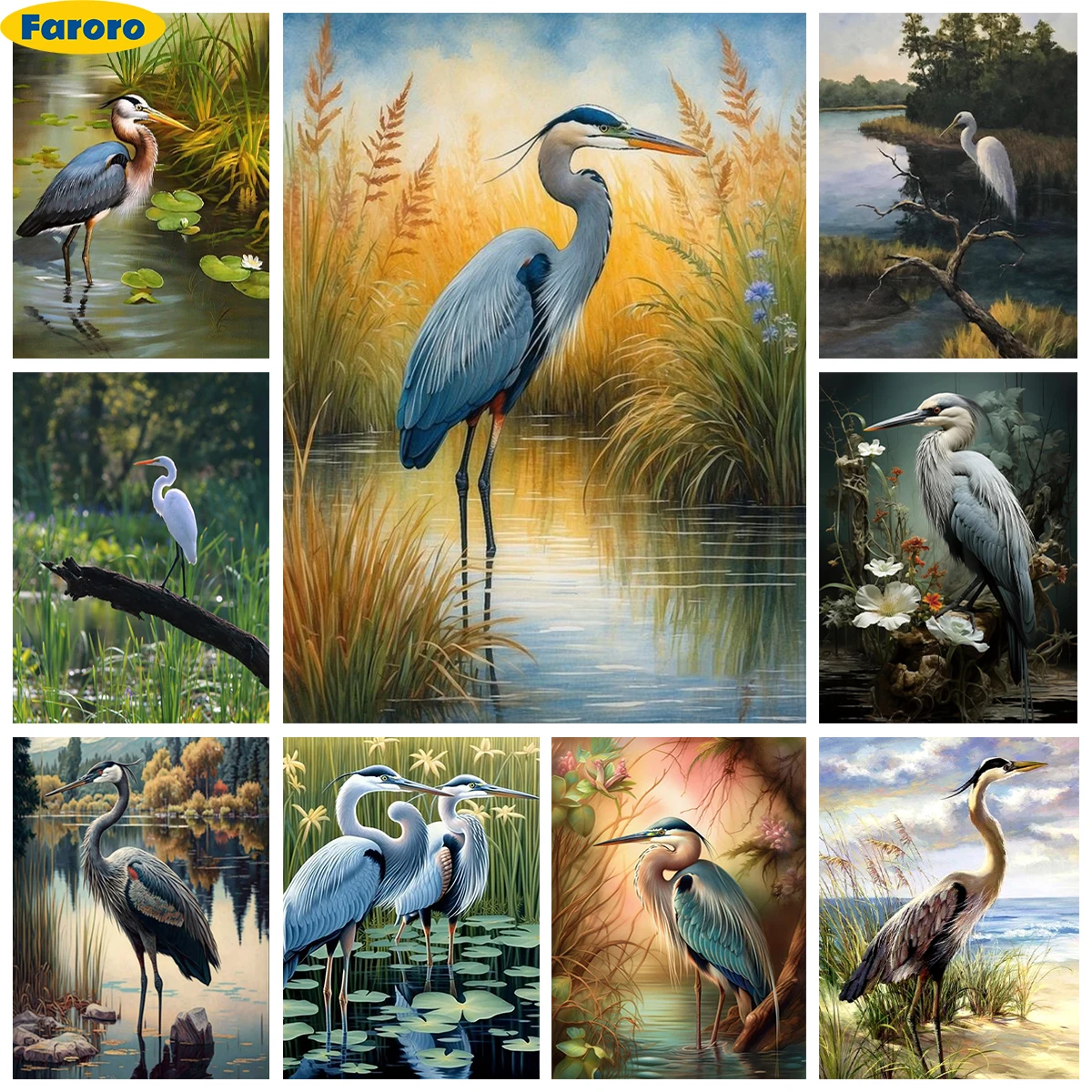 

Egret 5D Diamond Art Painting White Bird Handmade Diamond Embroidery Cross Stitch Kit Hot Selling Office Home Wall Decor Gift