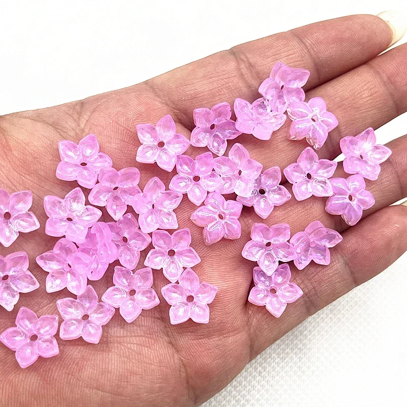 30 Stück 12mm Fünfblättrige Blumen-Lampwork-Perlenkappen Glas-Abstandhalterperlen für Schmuckherstellung DIY-Zubehör Haarnadeln – Detail 12