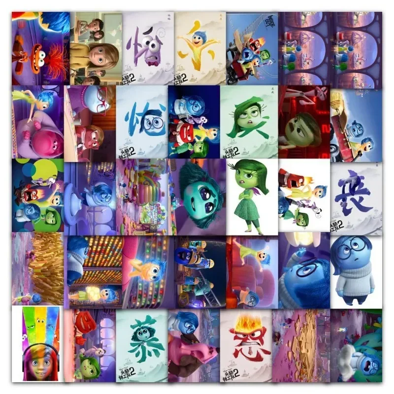 Disney Cartoon Inside Out 2 Stickers Anime Joy Sadness Anger Disgust Anxiety Personality Sticker Guitar Notebook Decoration Toys