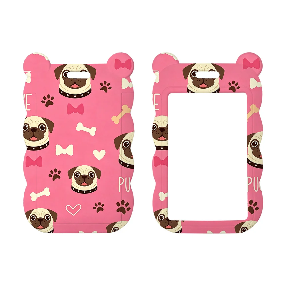 Cartoon Dog and Bones Work Card Holder Work Permit Name Badge with Keychains Student Id Card Holder Accessories