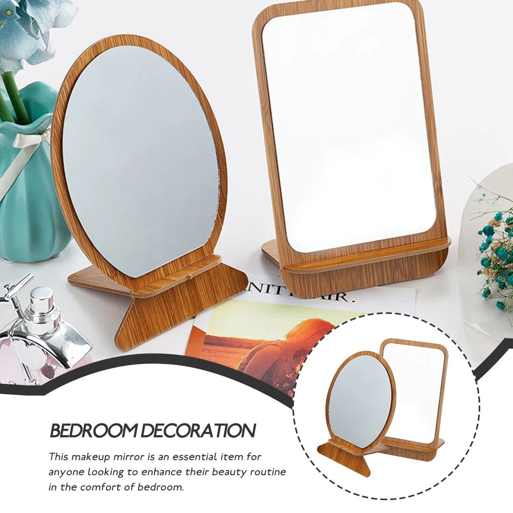 2 pçs dobrável espelho de maquiagem de madeira portátil espelho de mesa para mesa vaidade aliciamento design elegante minimalista