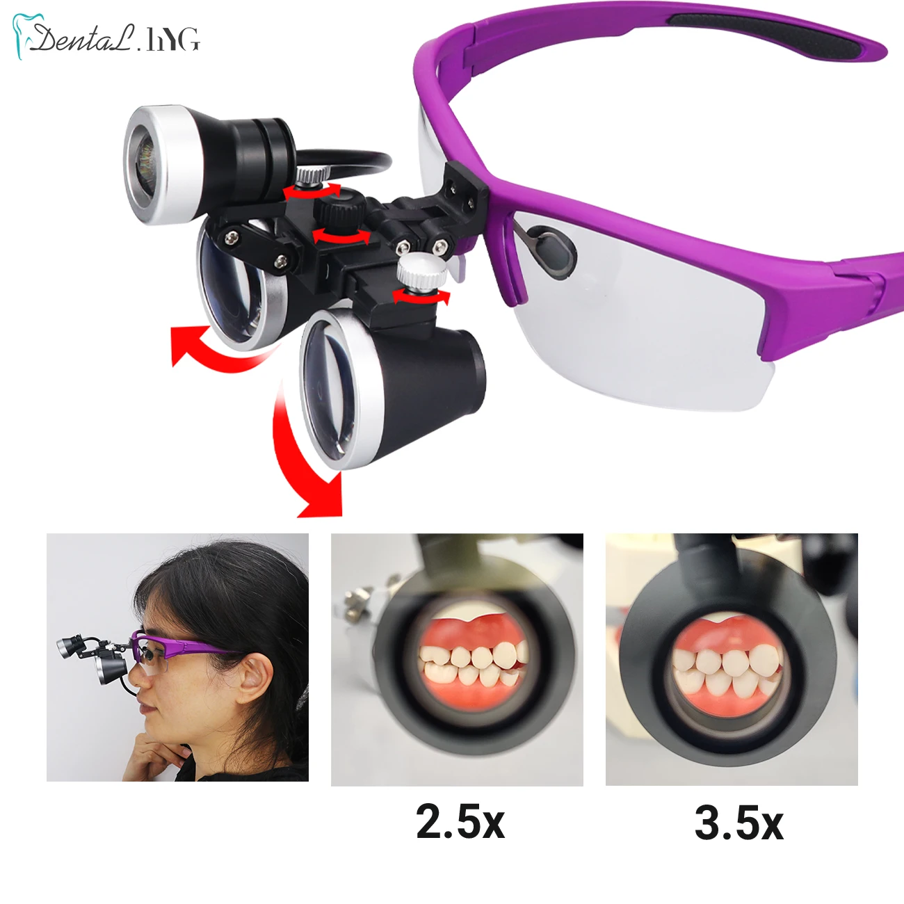 Dental Loupes Dental Magnifier Dental Lab Medical Loupes Magnification Binocular 2.5/3.5x Headlight With Cloth Bag