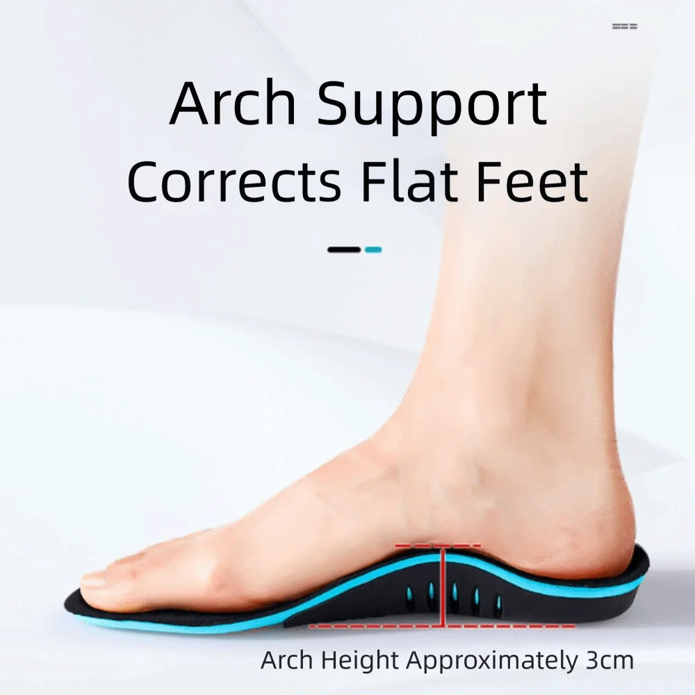 نعال تقويم العظام ممتصة للصدمات، نعال رياضية مرنة عالية، دعم مريح، وسادة قدم سميكة على شكل قوس