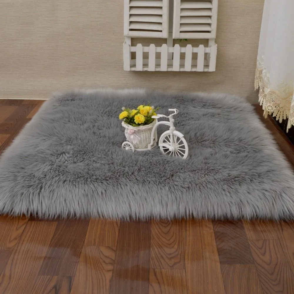 Soft Long Hair Carpet Fluffy Decorative Carpets Hairy Fur Rugs Square Imitation Wool Pad Home
