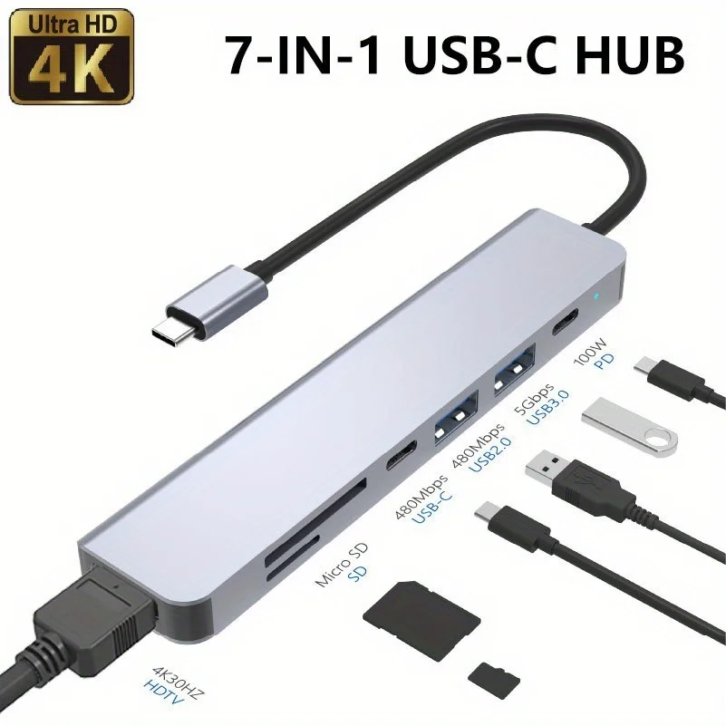 7-In-1 USB-C Hub, 4…