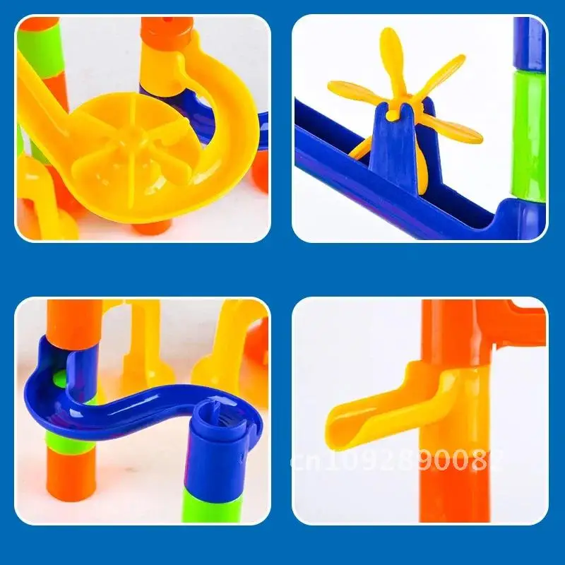 DIY colorido correr pista de mármol bloques de construcción cuentas deslizantes juego de regalo educativo bolas pista de catapulta carrera juguetes para niños juguete de carrera