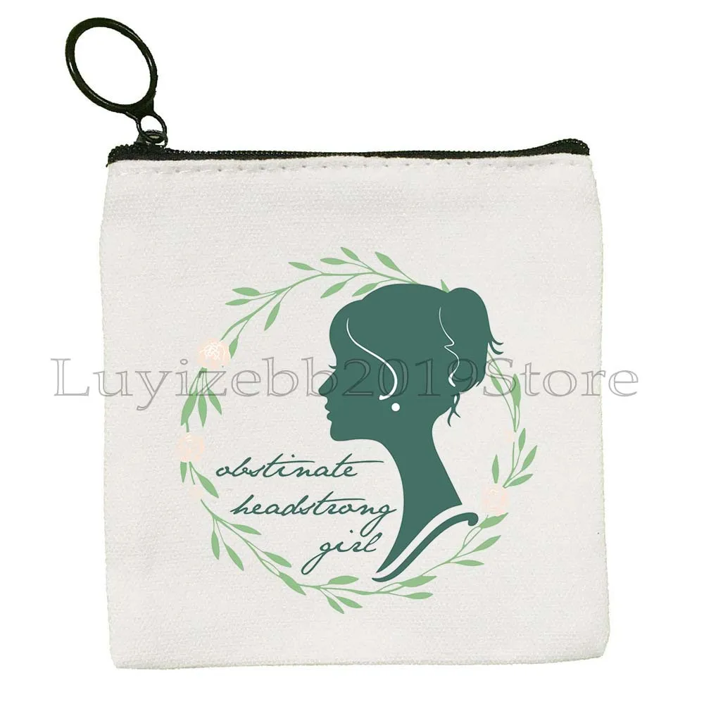Obstinate Headstrong Girl Jane Austen Quotes Pride and Prejudice Romantische Roman Gift Canvas Portemonnee Sleutelhoes Tas Ritszakje