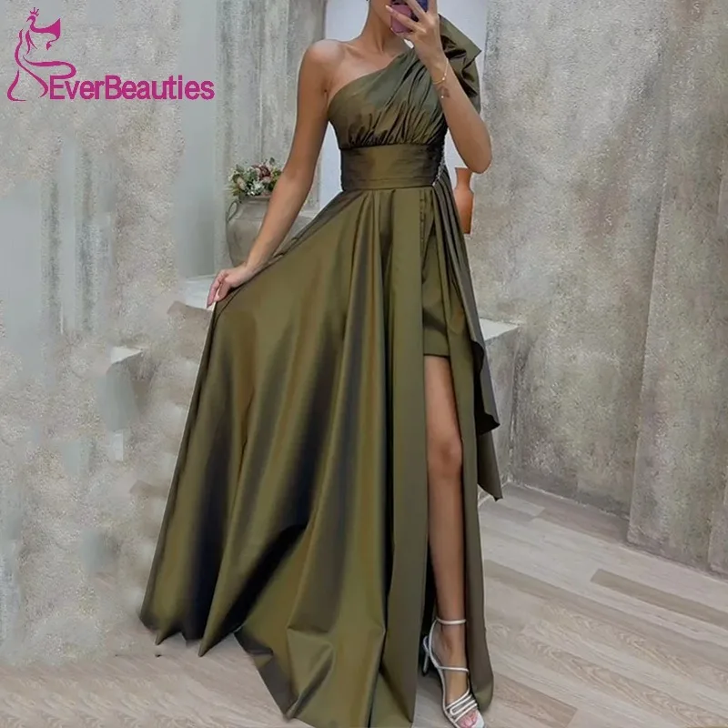 

Vestidos De Gala One Shoulder Prom Dresses A Line Satin Party Dresses for Women Side Slit Vestidos Para Eventos Especiale