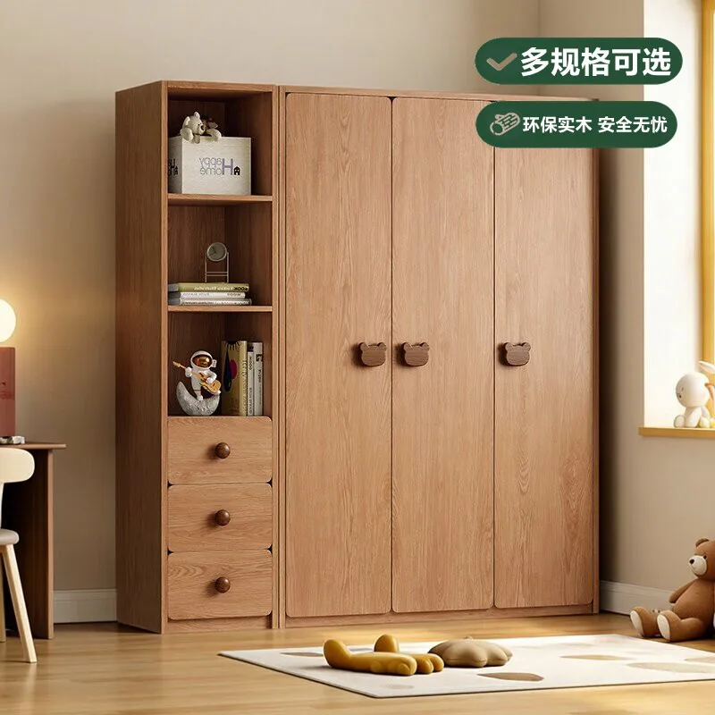 

PYJ all solid wood wardrobe oak storage cabinet combination household bedroom multi-functional wardrobe