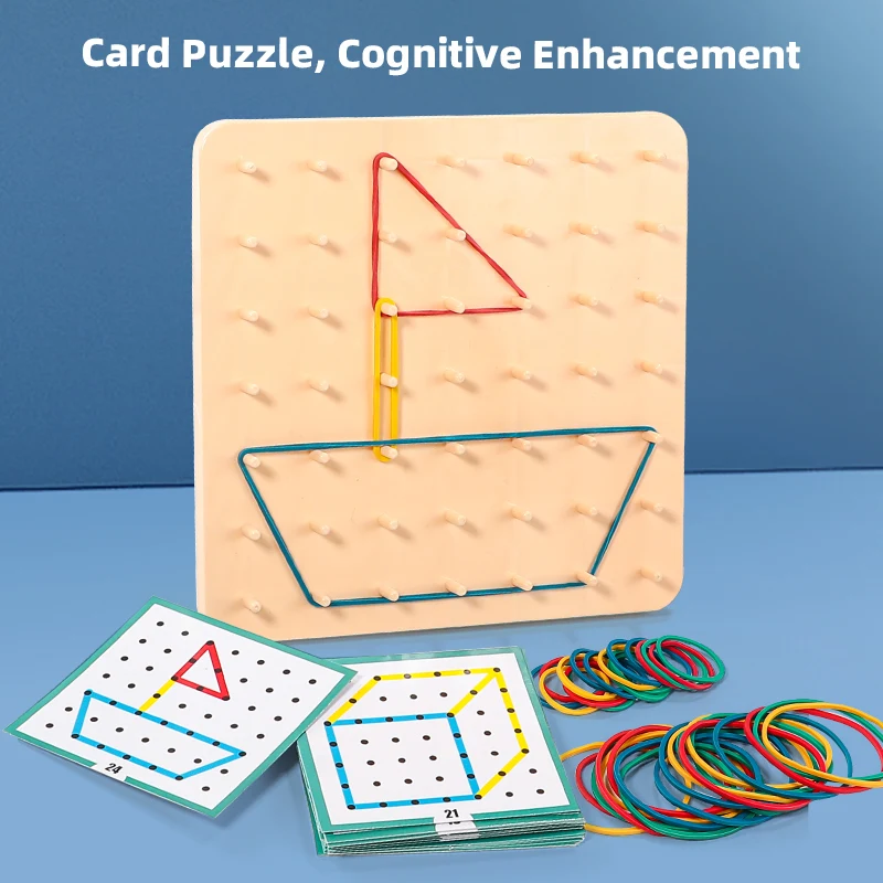KNYYSECQ Children's geometry puzzle nail board geometry puzzle parent-child interaction children's logic training set toys
