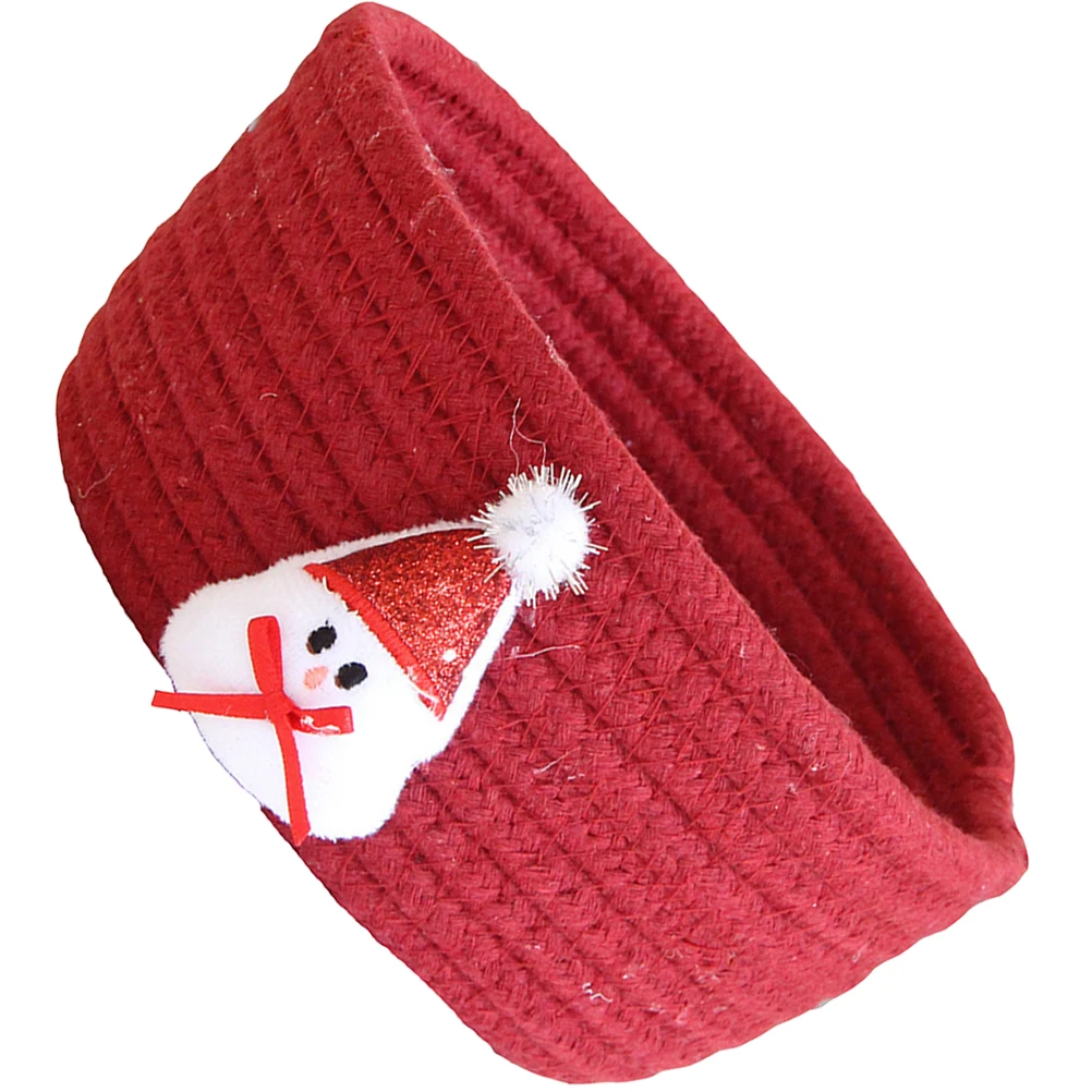 

Christmas Storage Baskets Red Woven Organizer Gift Box Cotton Rope Basket for Holiday Home Small Items Craft Supplies Key Candy
