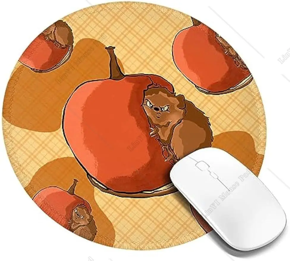 Cute Little Hamster Round Mouse Pad Cute Small Gaming Mouse Pad Non-Slip Rubber Base Sewing Edge Suitable for Office Home 7.9 In