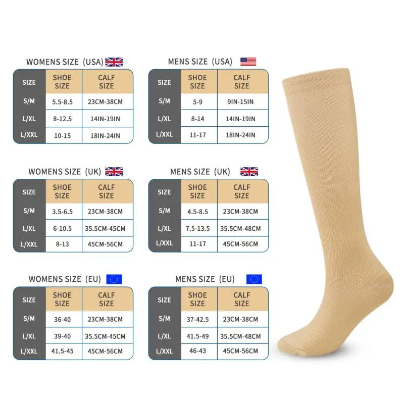 Men Socks Elastic Cycling Compression  Women Outdoor Fitness Running Hiking Gym Promote Blood Circulation Tight Nurses Medical