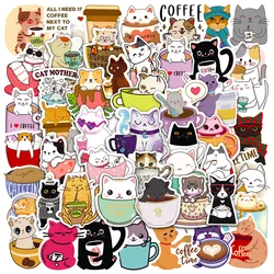 10/30/50PCS Cool Popular Cartoon Animation Cat Coffee Stickers Pack Skateboard Guitar Decoration Laptop Graffiti Decal Wholesale