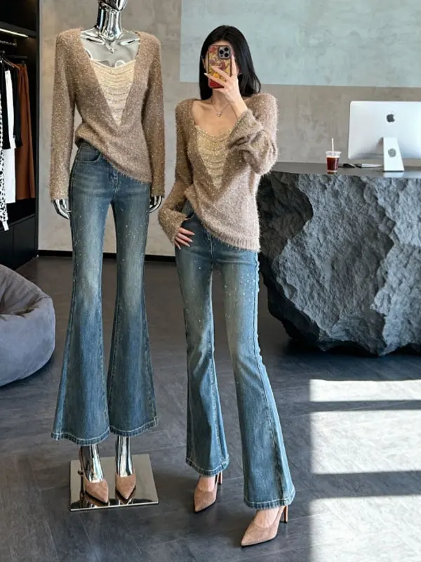 

Женский вязаный топ с V-образным вырезом, облегающий, мягкий, зимний, модный, повседневный, элегантный дизайн, разные цвета