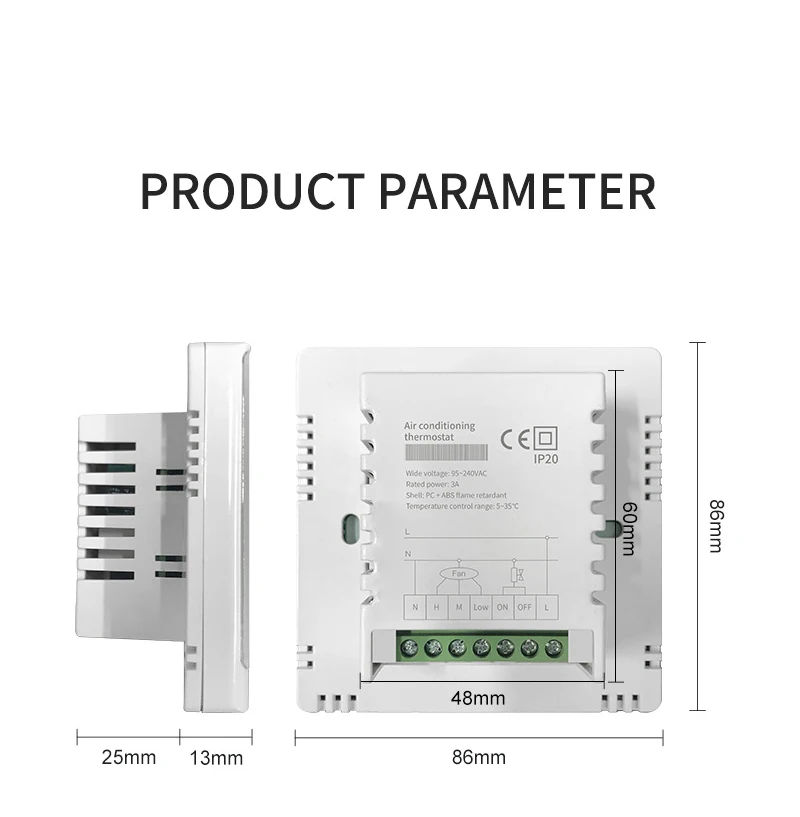 เครื่องปรับอากาศดิจิตอลกลาง FCU Fan Coil Unit Thermostat เครื่องควบคุมอุณหภูมิแบบตั้งโปรแกรมได้รายสัปดาห์ราคาขายส่ง