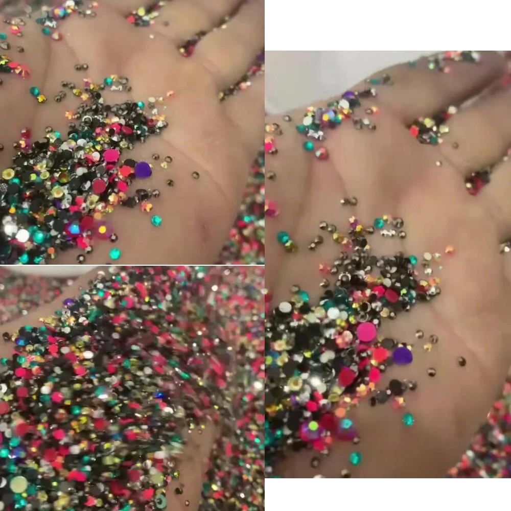 10000pcs Crystal AB Mixed 3D Non HotFix FlatBack Nail Art Rhinestones 50g/Bag Glitter Diamond Shoes &Dancing Manicure Decoration