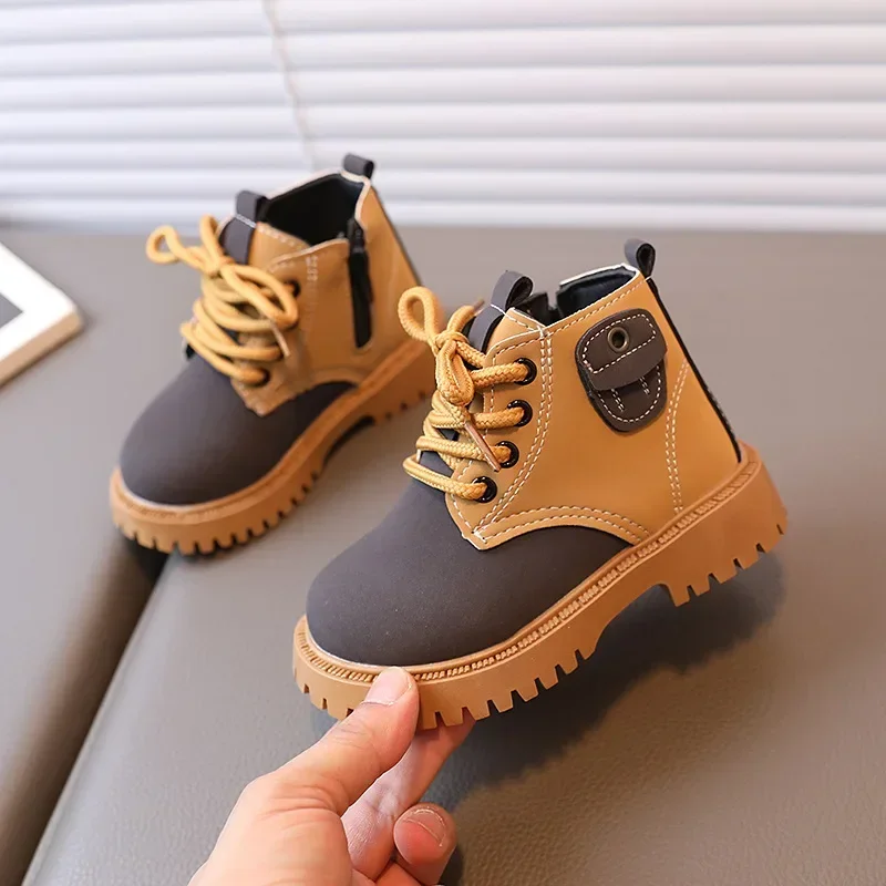 

Contrast Color Children Shoes Boots Street Style Boots for Kids Boy Leisure Trendy Lace Up Girls Short Boots Toddler Shoe