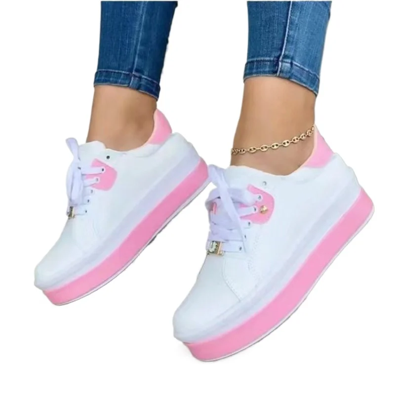 2026 Mode Herbst Neue Damen Casual Plateau-Sneaker Schnürschuhe mit Dicker Sohle Runde Zehen Komfortschuhe Große Größen 35-43