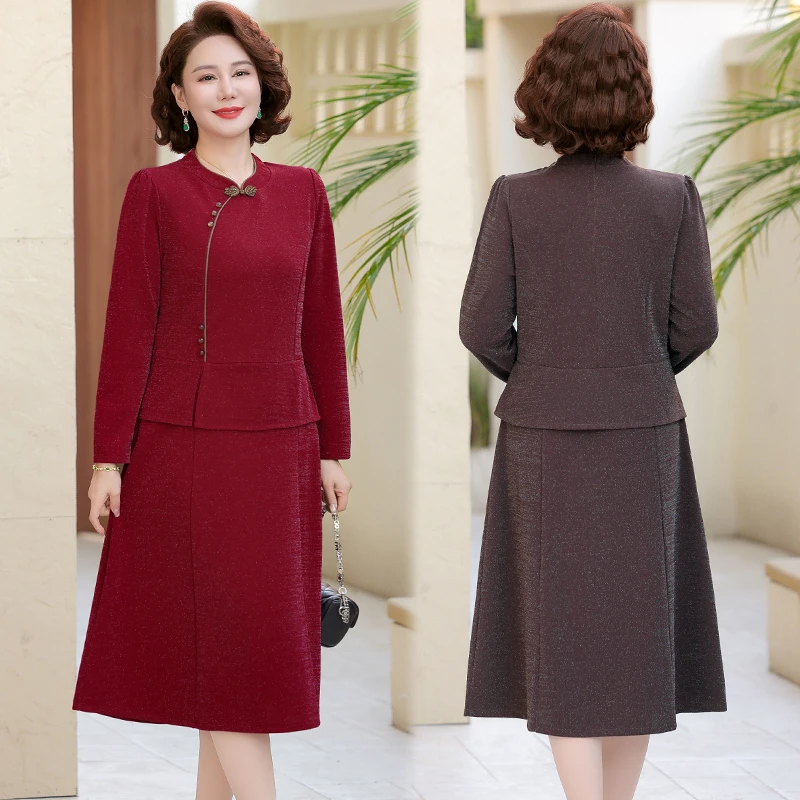 ใหม่ฤดูใบไม้ผลิฤดูใบไม้ร่วงชุดแม่ชุด Cheongsam ชุดใหม่จีน Slim Western Internet กลางผู้สูงอายุ Belly ครอบคลุมชุด