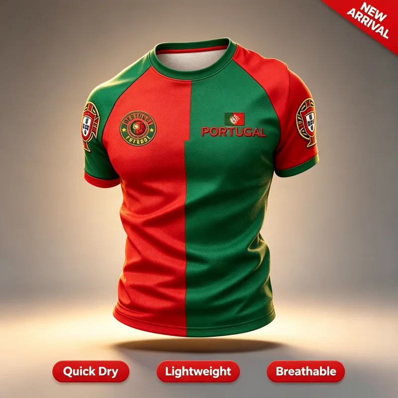 2026 Portugal 3D Printed Football T-shirt Suitable for Daily and Training Wear Quick Drying Sweatshirt Fashion Parent-child Tops