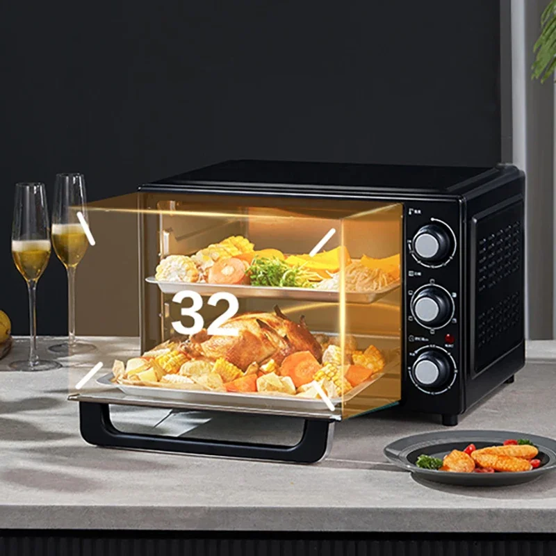 Piekarnik elektryczny o pojemności 32 litrów, z zbiornikiem ekspansyjnym, obrotowym widelcem do pieczenia, wielofunkcyjny, z timerem, do użytku domowego.