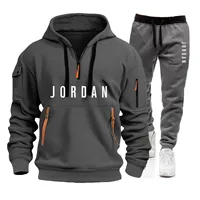 New autumn and winter street casual men's set, a fashionable outdoor windproof and warm men's sportswear + pants 2-piece set