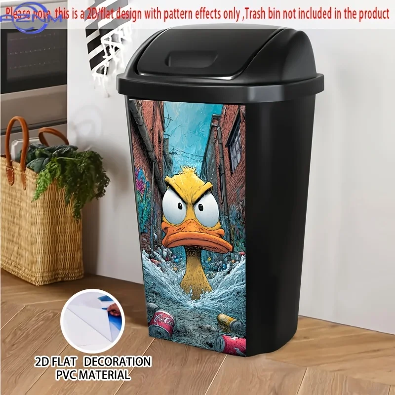 Large Angry Duck Sticky Decoration - Funny Graffiti Alley Flood Scene with Splash Effects - Self-Adhesive Dumpster, Trash Can,