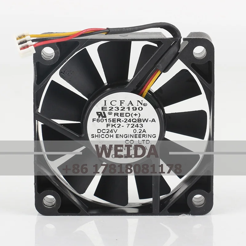 

New ICFAN 12V 48V DC24V 0.2A AC EC 6015 60X60X15MM 6CM Frequency Converter Cabinet Server Three-wire F6015ER-24QBW-A Cooling Fa