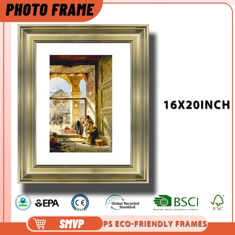 

16x20 Antique Gold Photo Frame with Handcrafted Edges Best for Renaissance Themed Decor Picture Frame