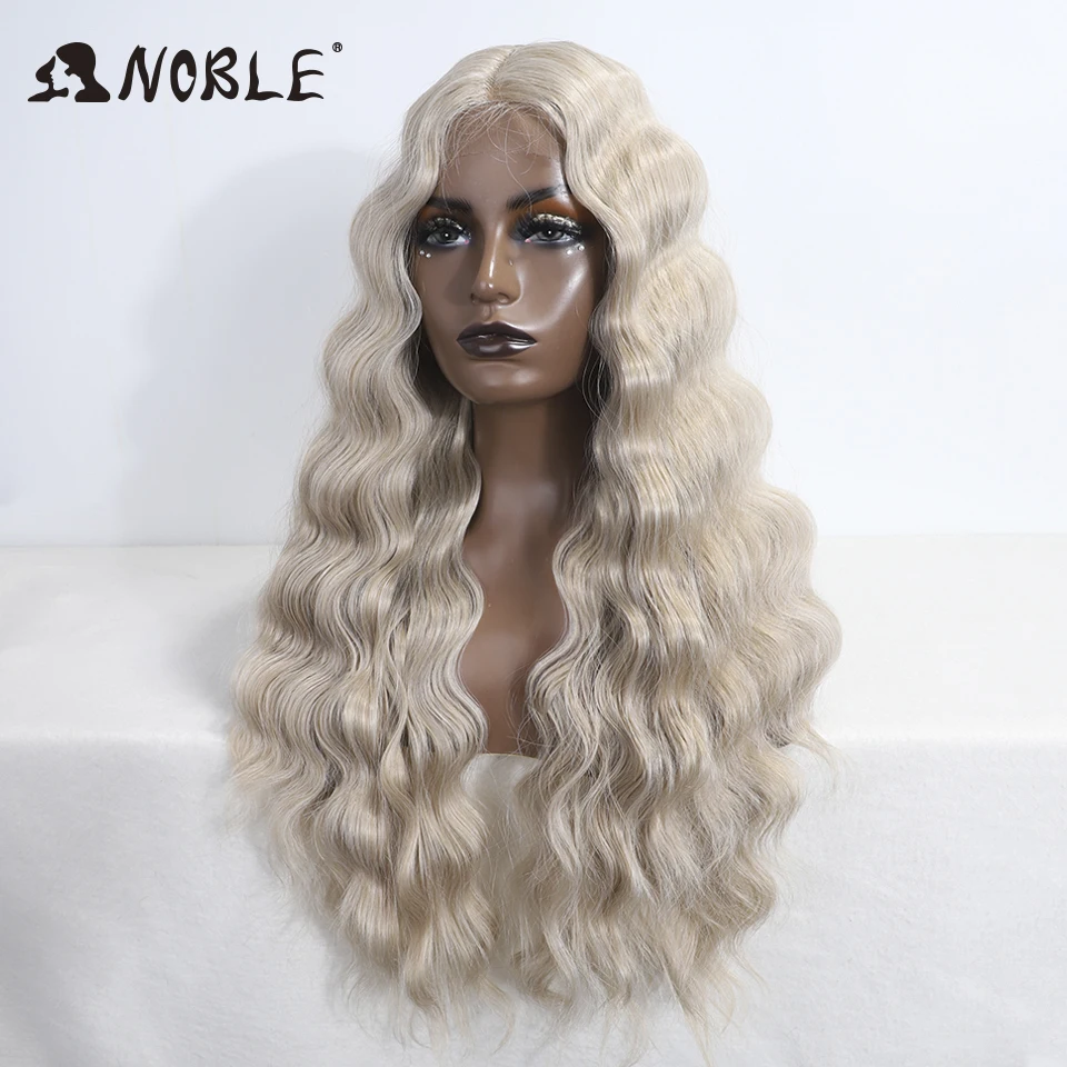 Perruque Lace Front Wig synthétique ondulée 28 pouces-Noble, perruque Lace Wig partielle brune pour femmes, perruque Lace Wig de haute qualité