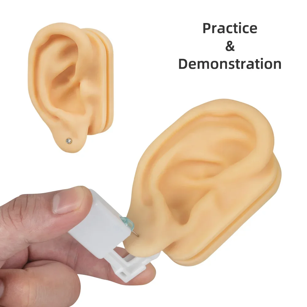 1Pcs Soft Ear Silicone Model Tattoo Practice Piercing Jewelry Display Tools Earring Ear Stud Display Reused Training Tools