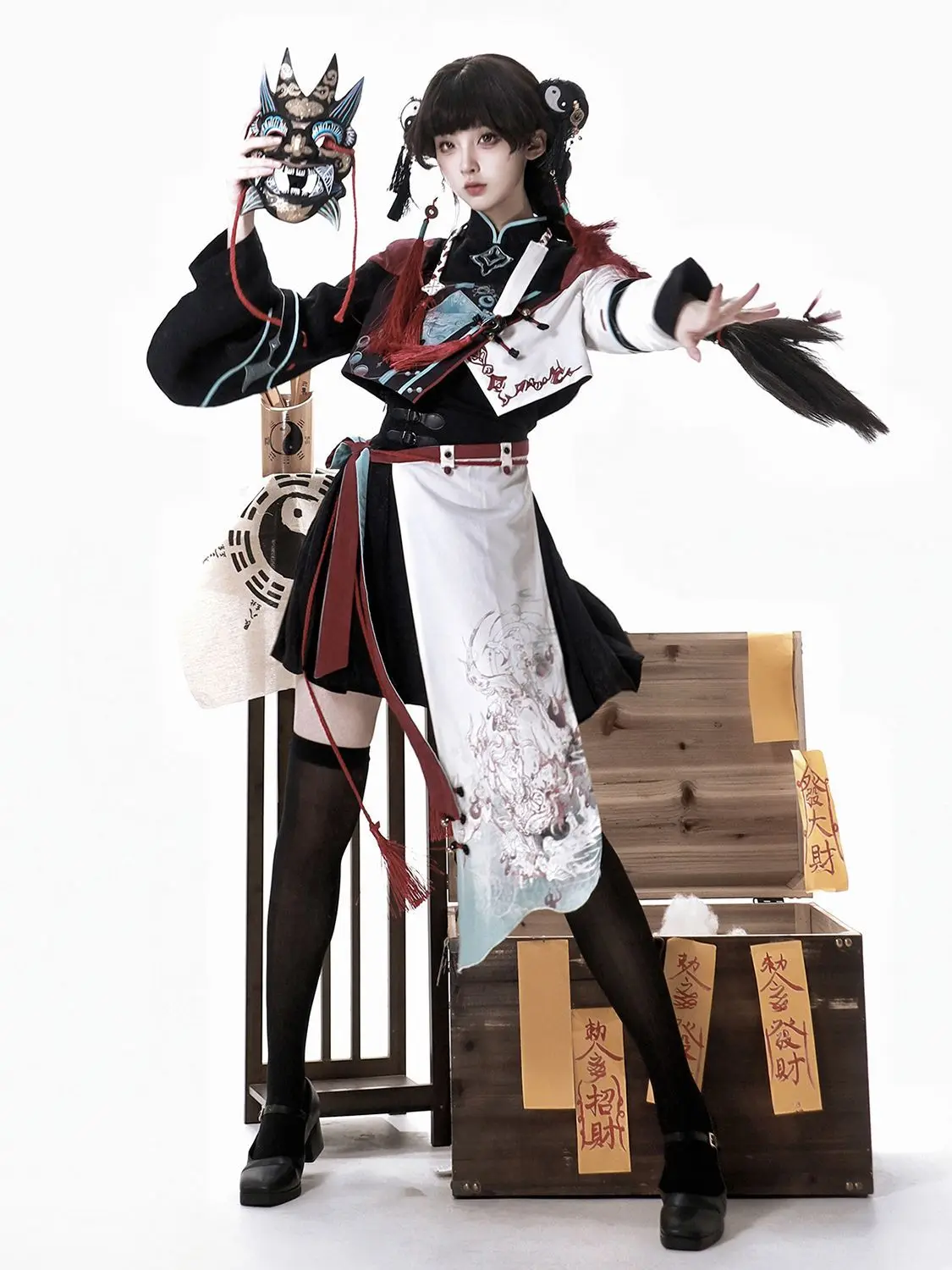 

Japan Lolita Female Lolita Chinese Style Ancient Style Top Suspender Skirt Half Skirt Daily Suit Spring And Autumn