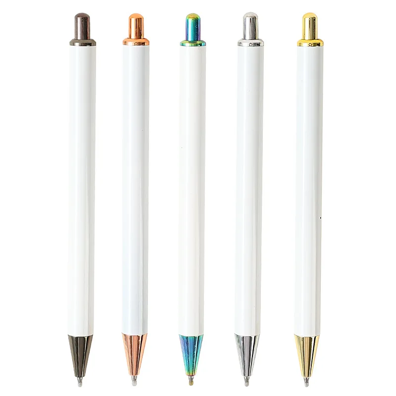 

10Pcs DIY Ballpoint Pen Blank white Pressing Metal Ballpoint Pens