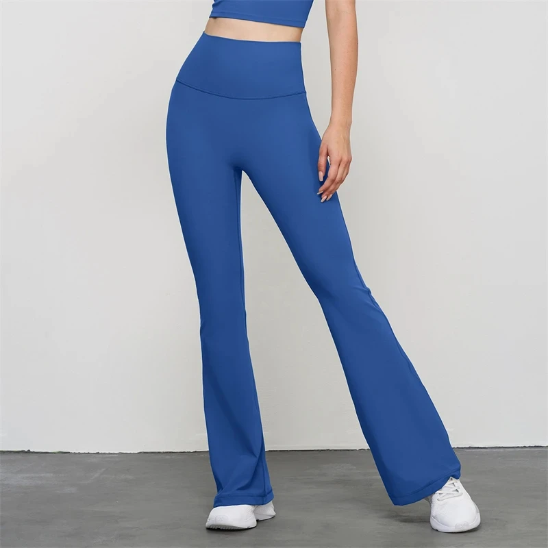 Rozkloszowane legginsy w jednolitym kolorze Wysoka talia Slim Bell-Bottoms Damskie spodnie z szerokimi nogawkami Joga Legginsy sportowe Trening