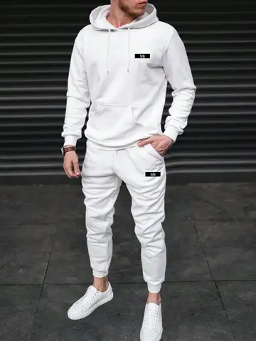 Tracksuit 세트 남성 캐주얼 양털 따뜻한 후드 바지 2PCS 망 긴 소매 스포츠 정장 남성 풀오버 후드 스포츠 의류