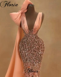 New Sexy Celebrity Dresses Floor Length Feathers Red Carpet Runway Dresses Evening Wear Vestidos Para Mujer Unique Pageant Gowns