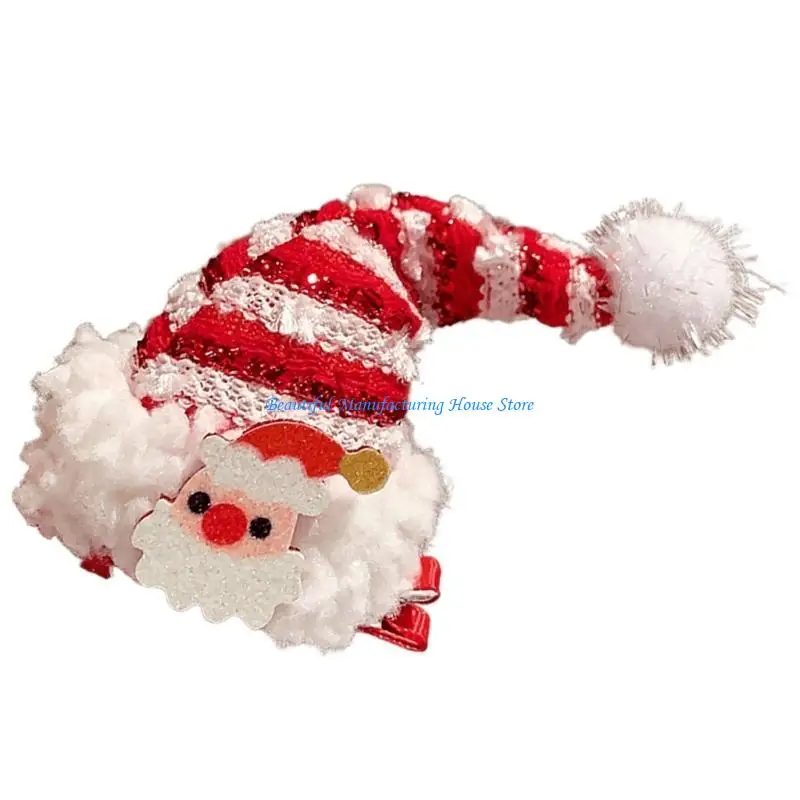 E56A Festival Hair Clip Christmas Santa Hats Hair Pin Party Hair Styling Accessories
