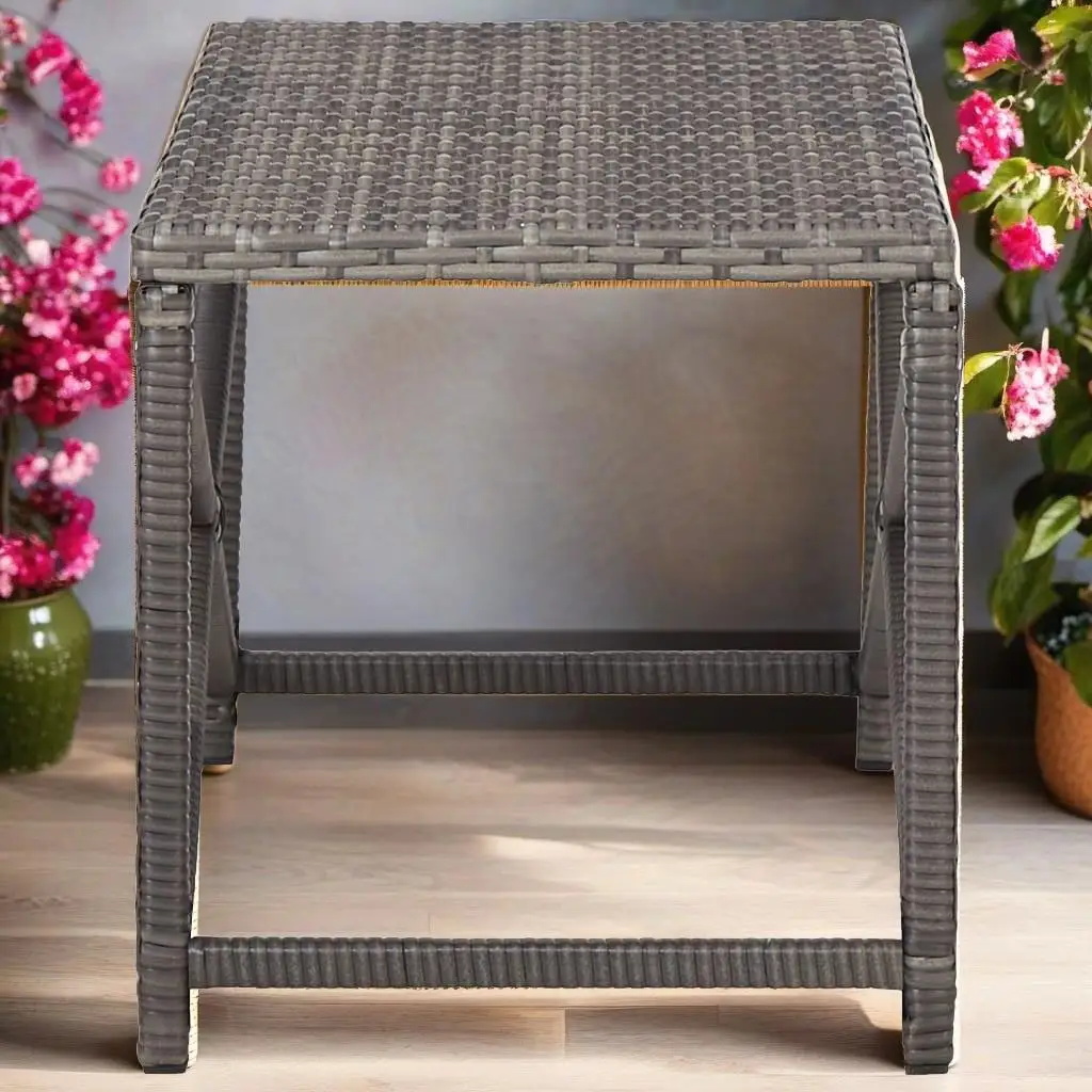 31.5 Gray Poly Rattan Patio Bench for Outdoor Relaxation & Garden Seating