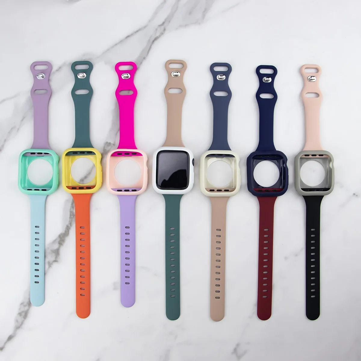 حلقة سيليكون ناعمة لساعة أبل 40/44 مللي متر 41/45 مللي متر 49Ultra 3 حافظة بحزام مطاطي رفيع لساعة Iwatch 987654SE321 38/42 مللي متر Correa #6